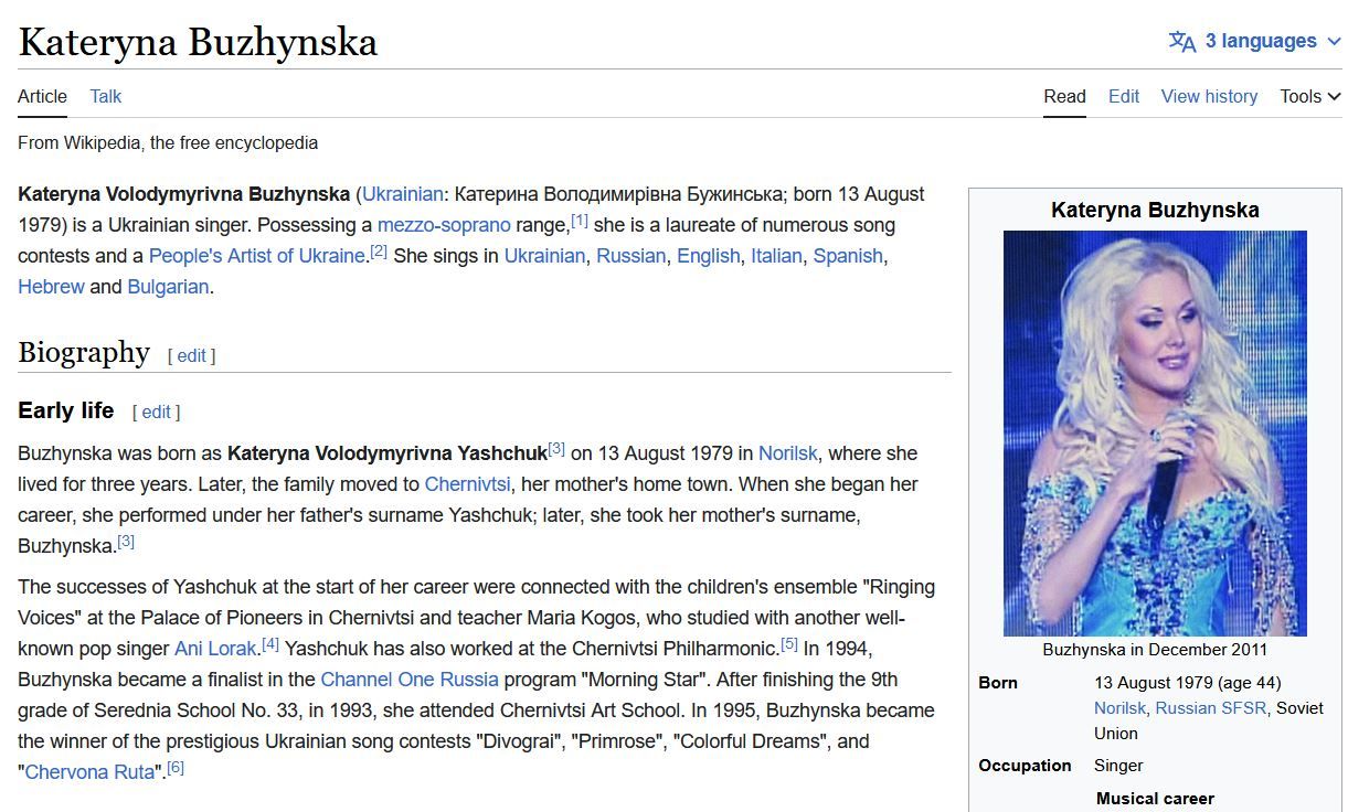 Kateryna Buzhynska Wikipedia photo