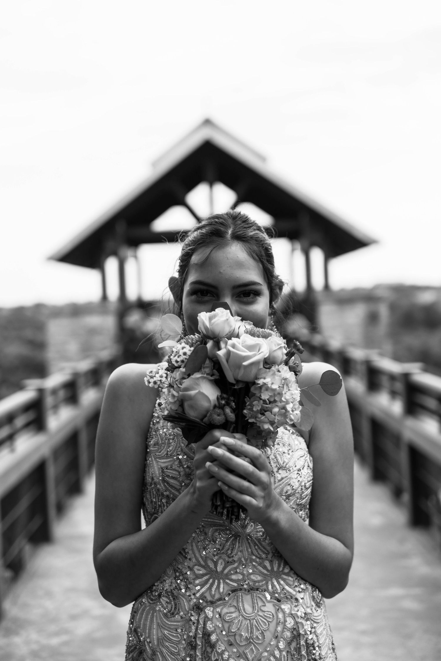 Portrait of a high school senior before their prom night.