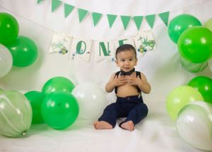 dino theme cake smash baby boy