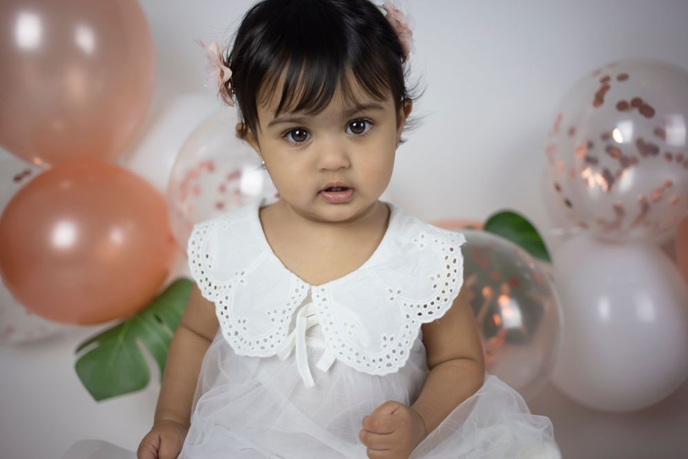 baby girl rose gold cake smash