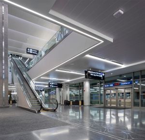 Architectural Photo of the new architectural ceilings by CertainTeed in Express area at Tampa Airport by Cincinnati photographer Studio 66