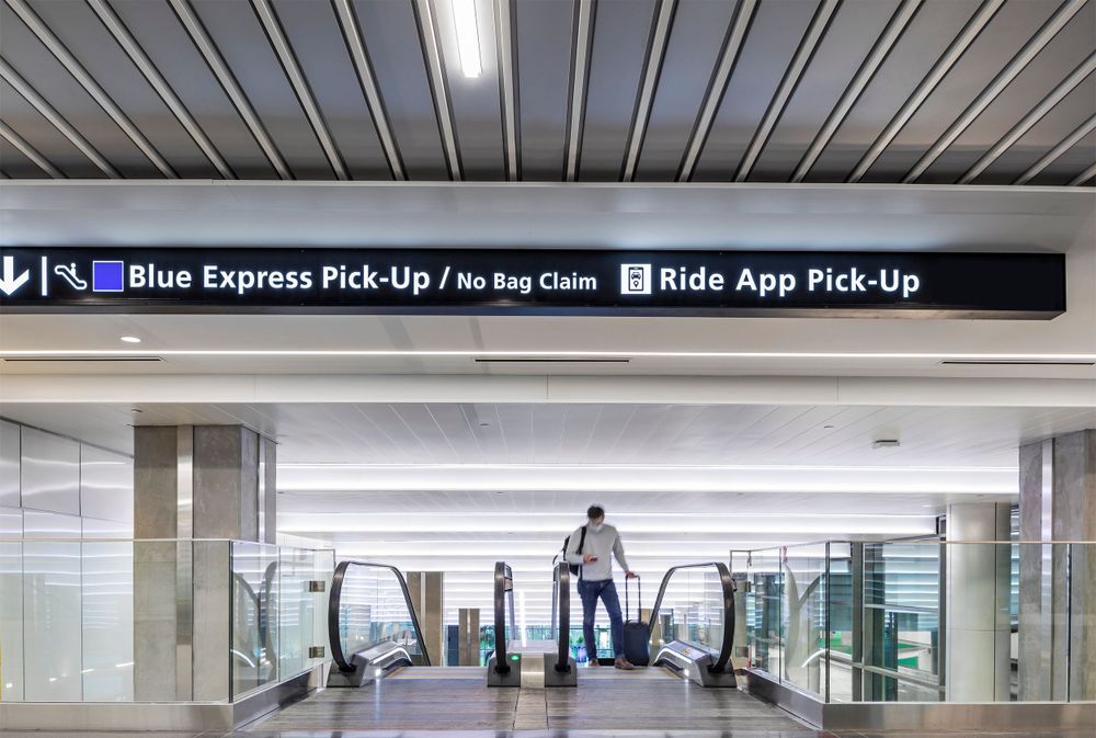 Architectural Photo of the new architectural ceilings by CertainTeed in Express area at Tampa Airport by Cincinnati photographer Studio 66
