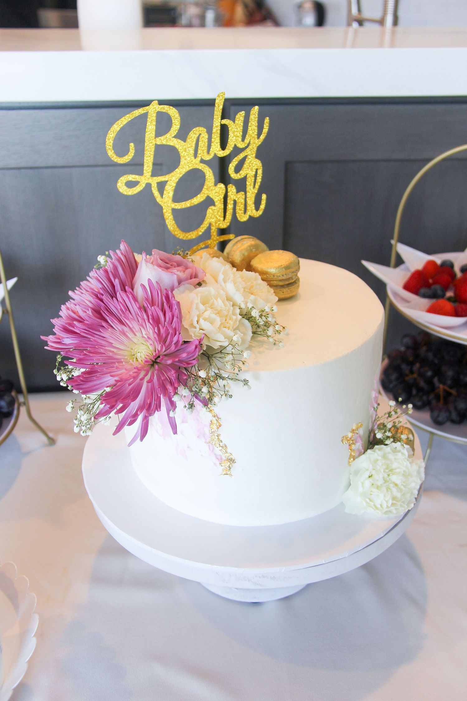 baby girl lilac baby shower cake