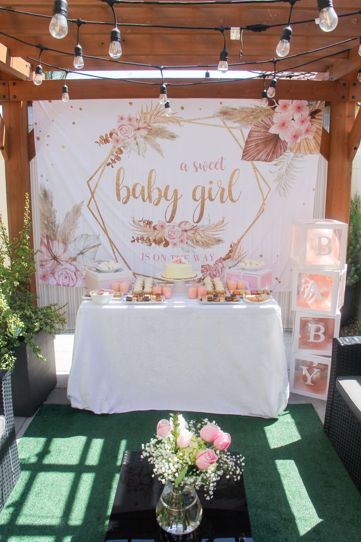 baby shower for baby girl dessert table