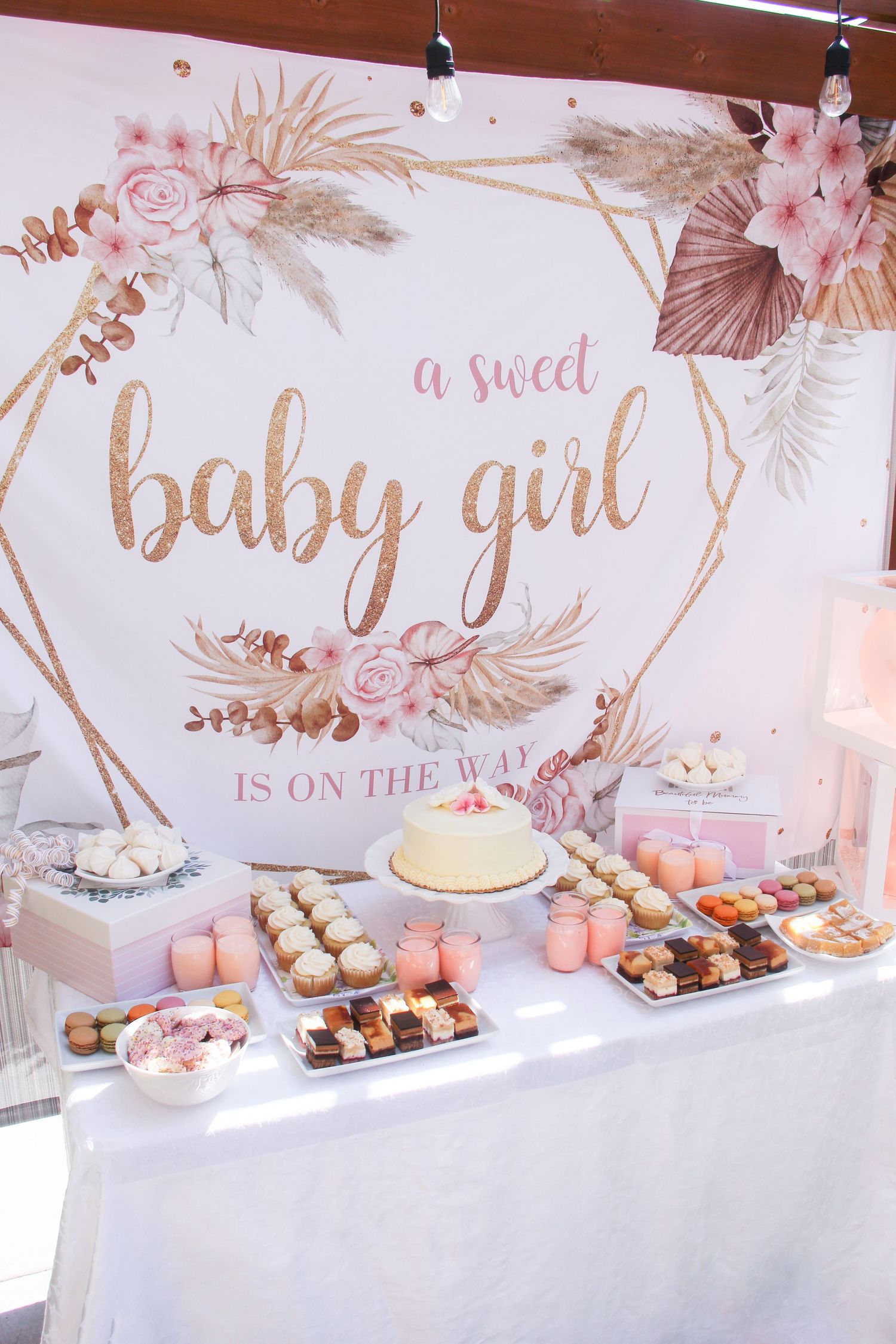 baby shower for baby girl dessert table