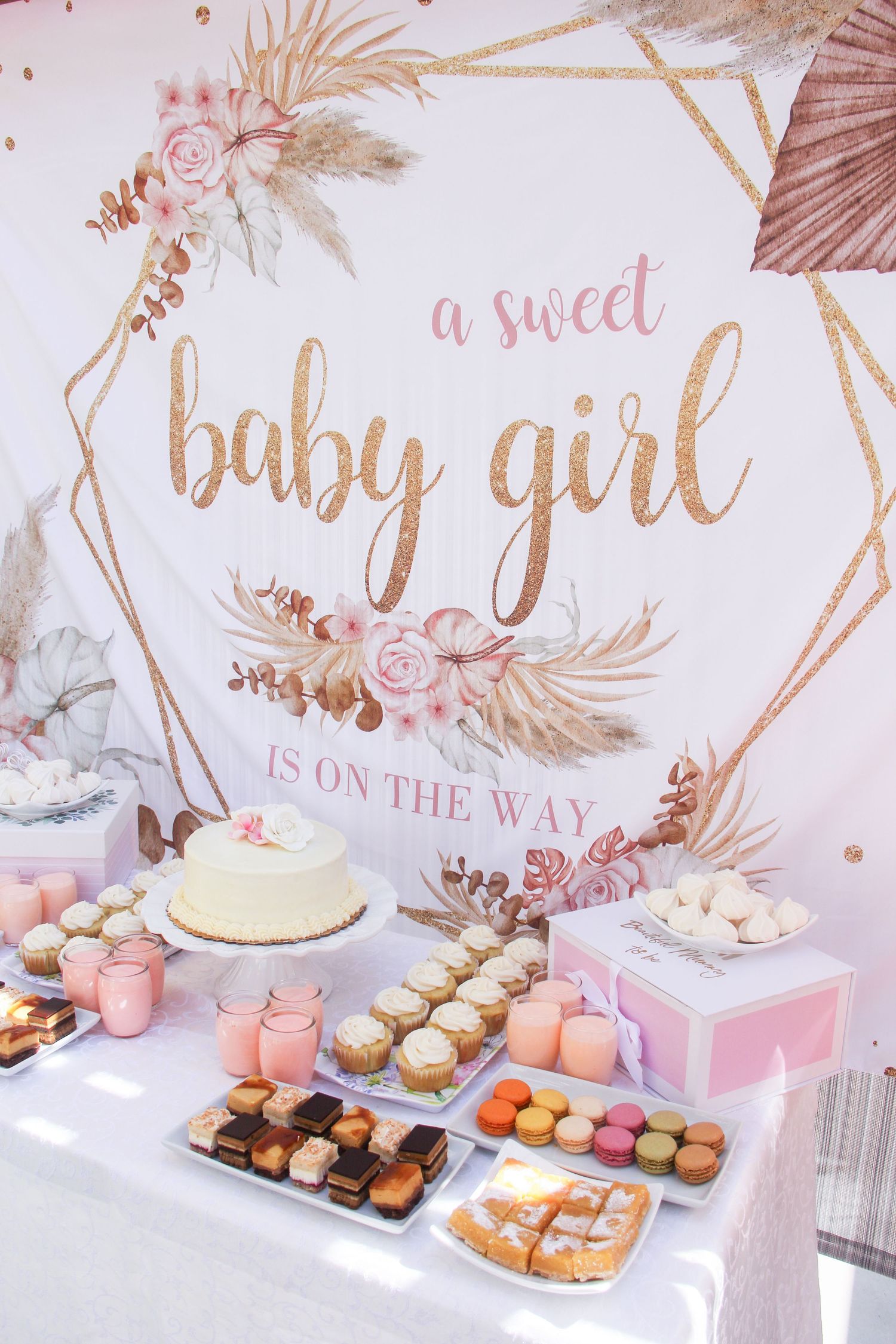 baby shower for baby girl dessert table