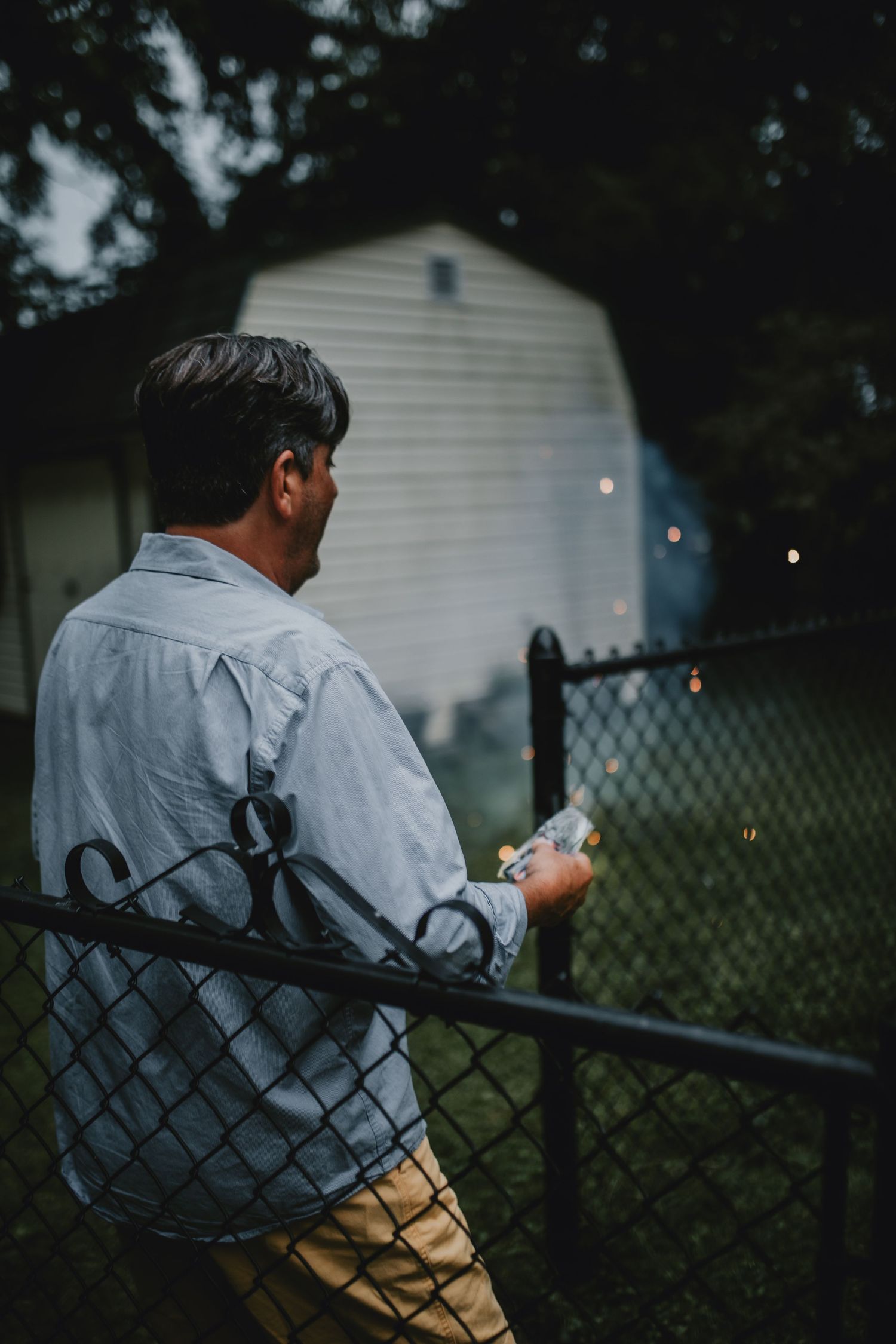 man setting off fireworks