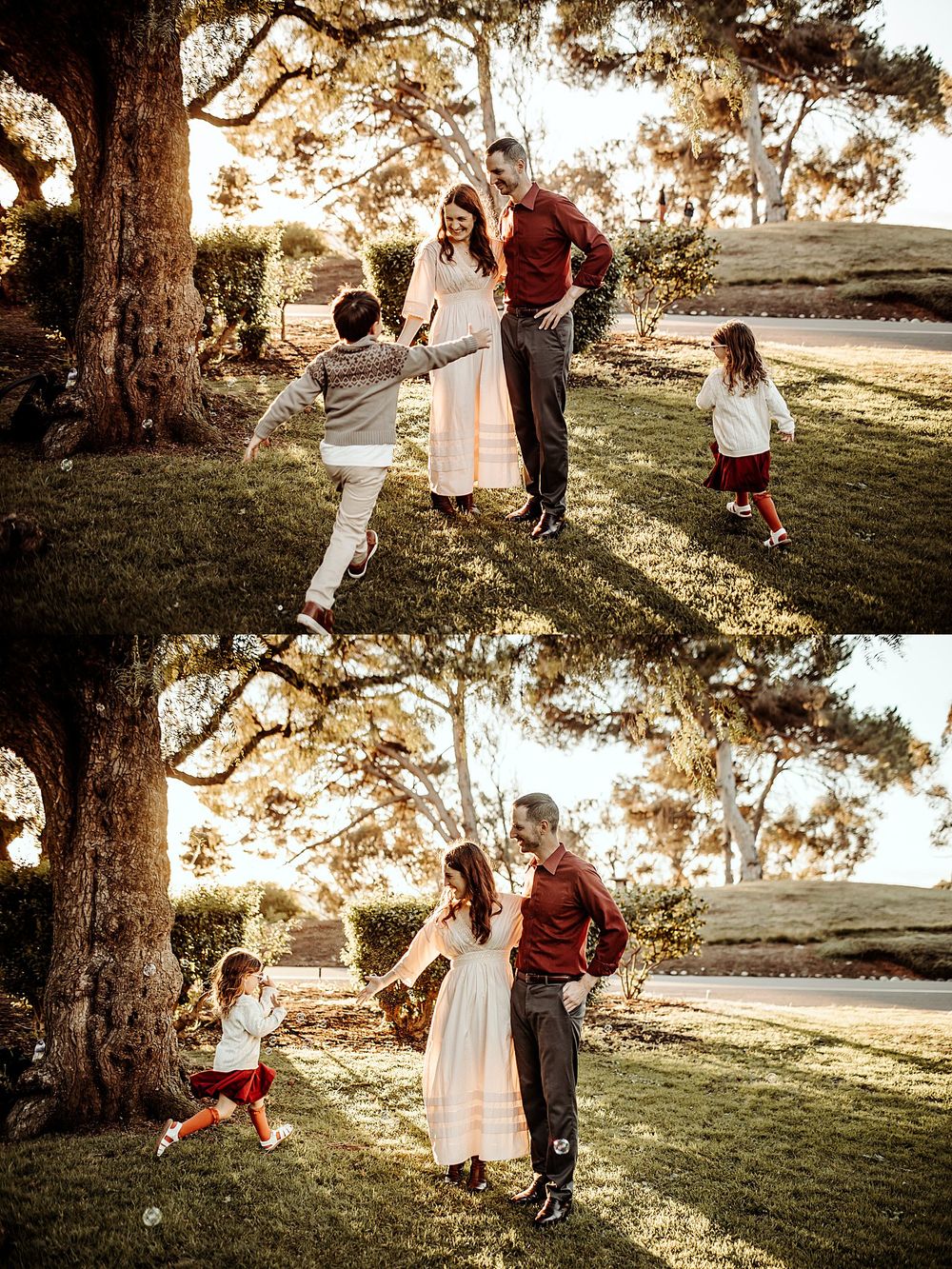 children run around parents at park by Danielle Miranda Photography