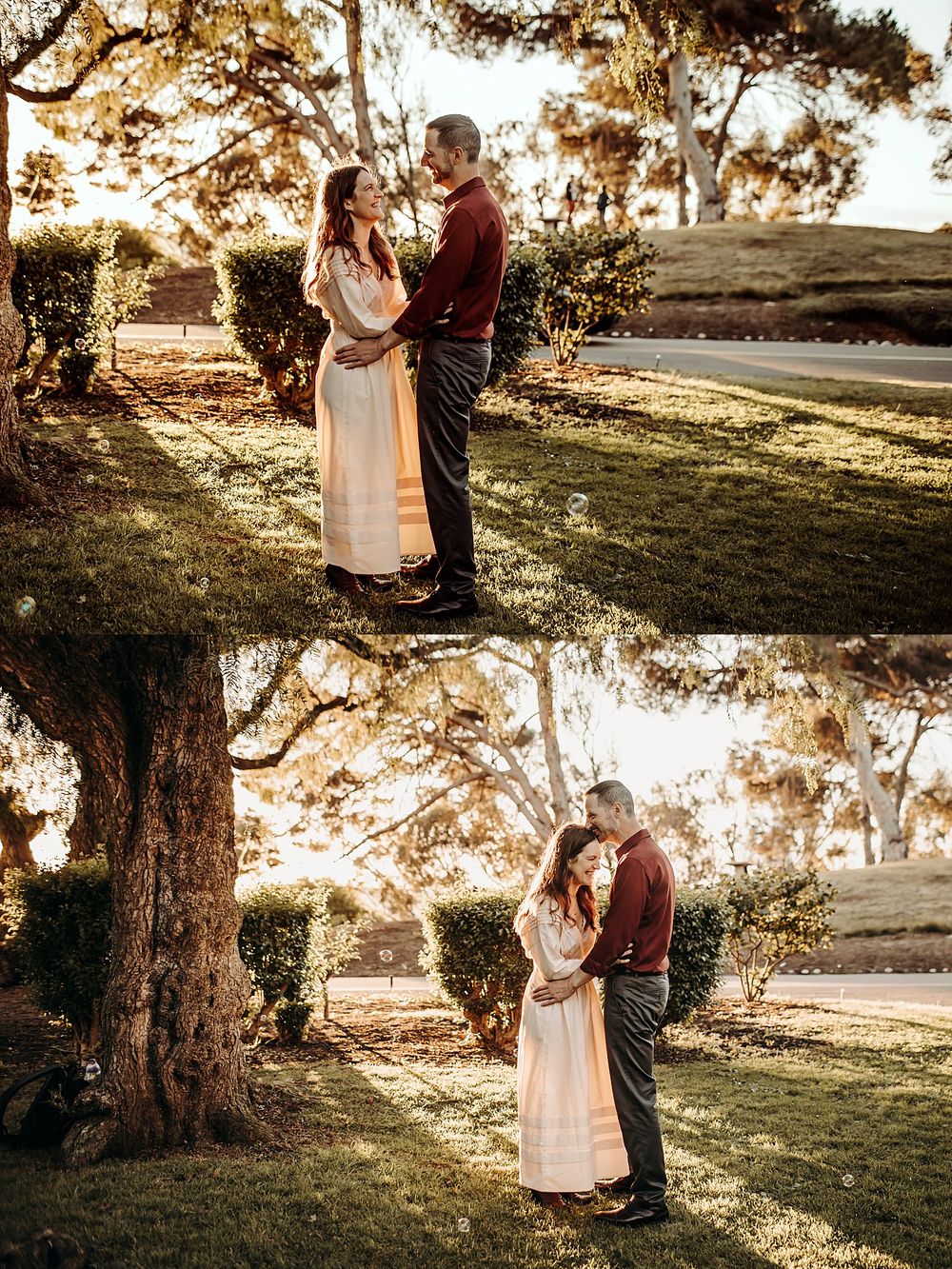 man kisses woman's forehead under tree by Danielle Miranda Photography