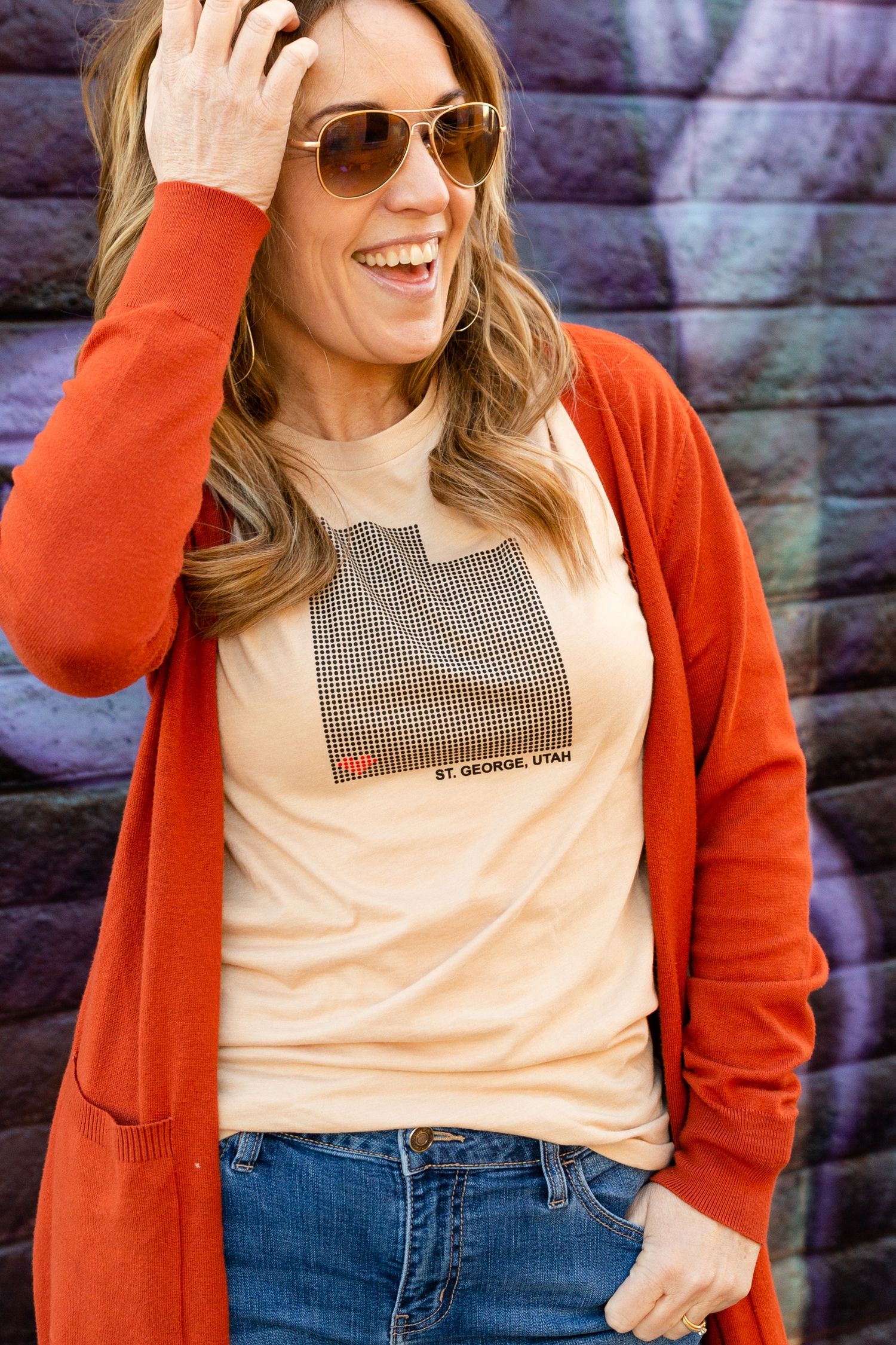 woman posing for a t-shirt photo