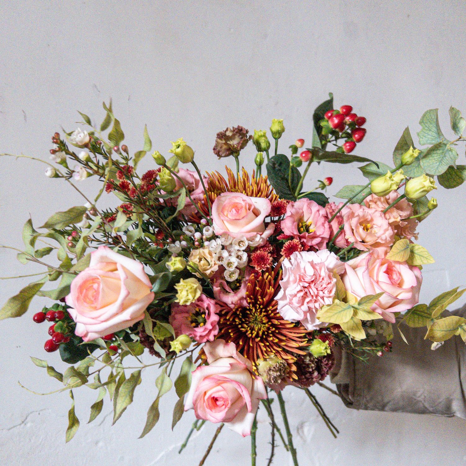 Valentine's Pink Roses & Wildflower Bouquet from Edinburgh's Local Florist