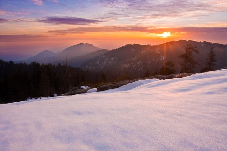 Sequoia National Park Sunset in Winter, Sequoia National Park, California