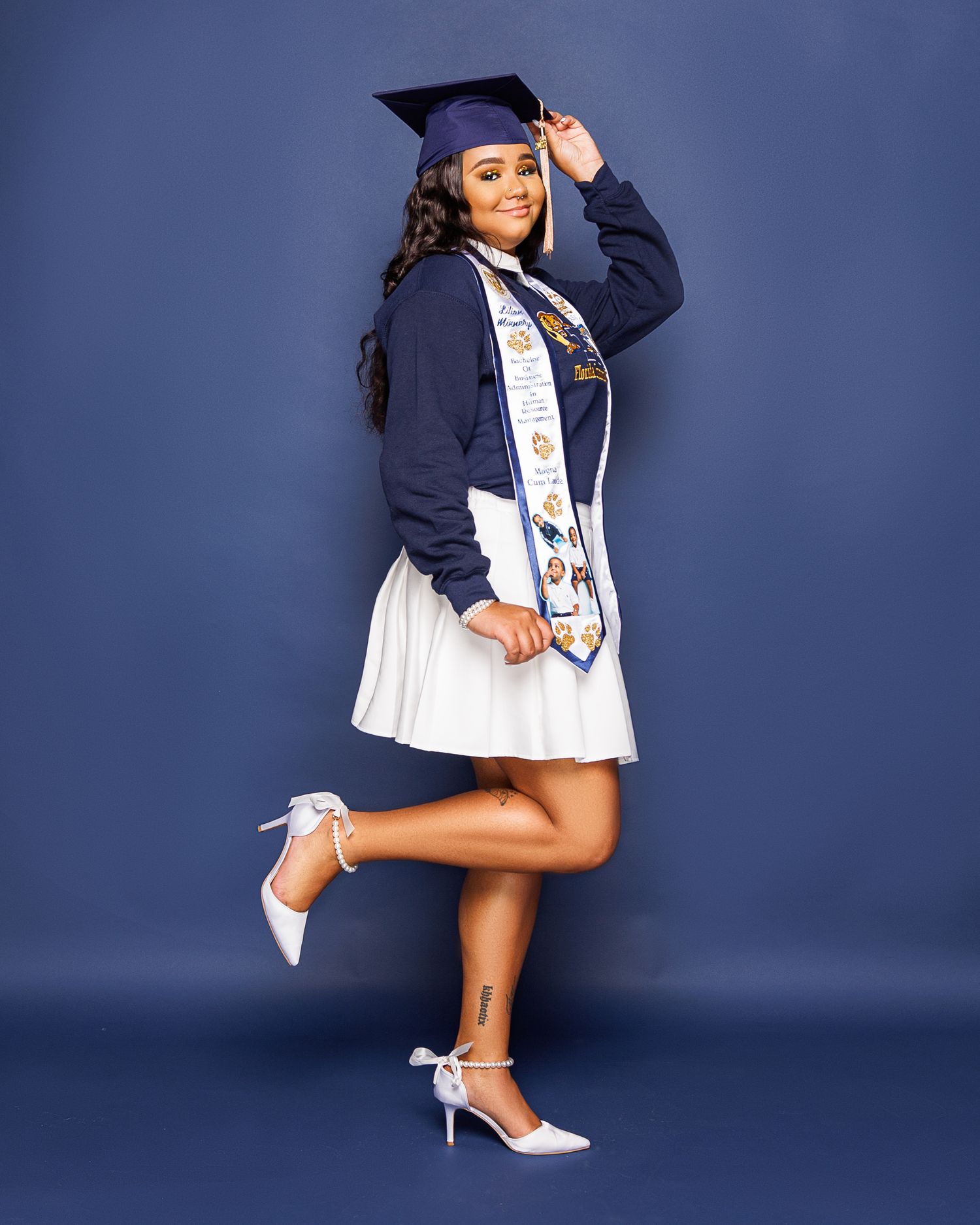 In studio session for graduation images.