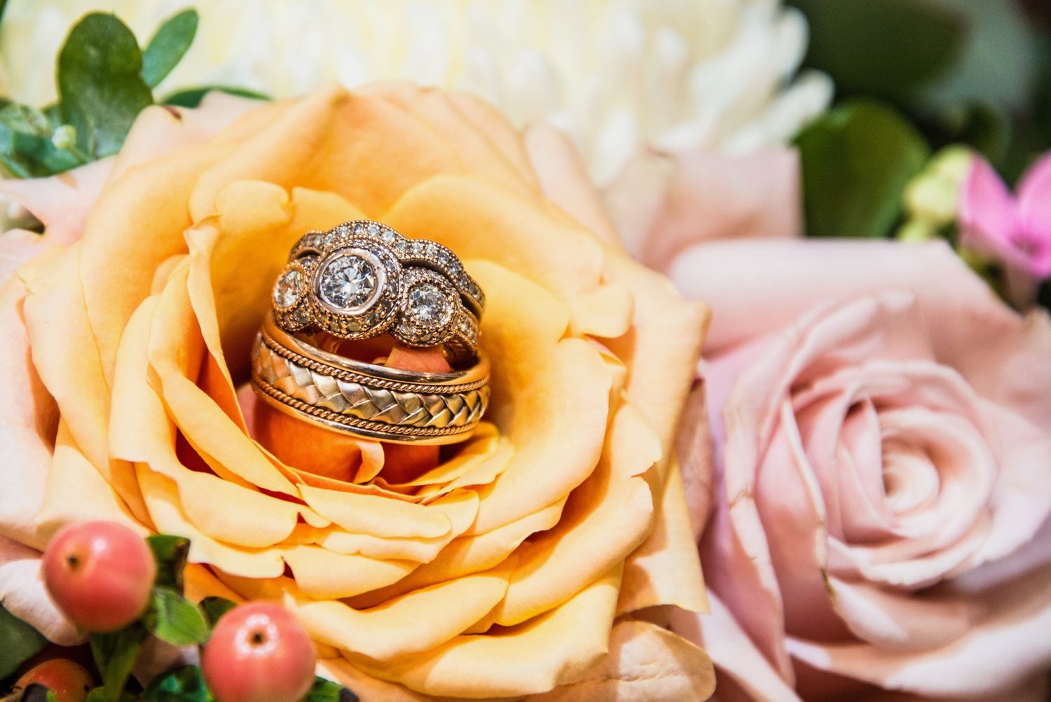 Wedding photography of Wedding rings at a Wedding in Ventura County CA