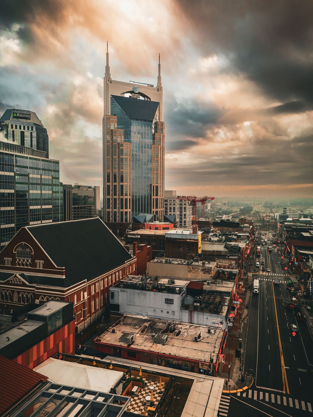 Drone photo of downtown Nashville Tennessee.