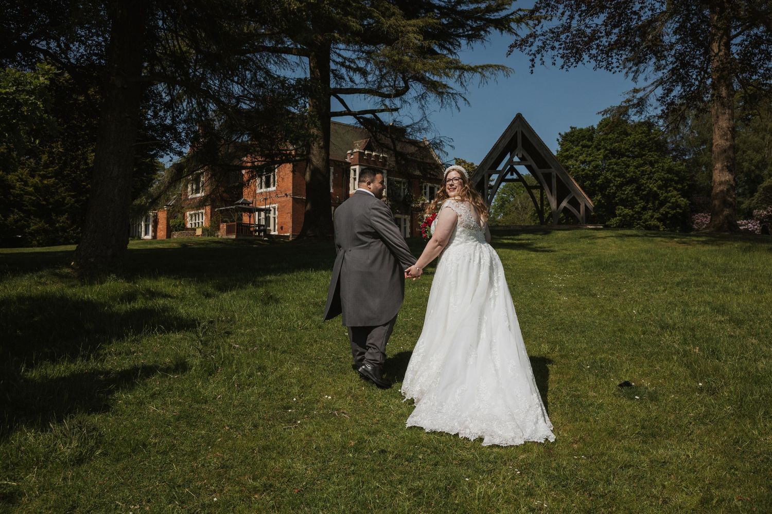 Dan and Emily walking away at Highley Manor House