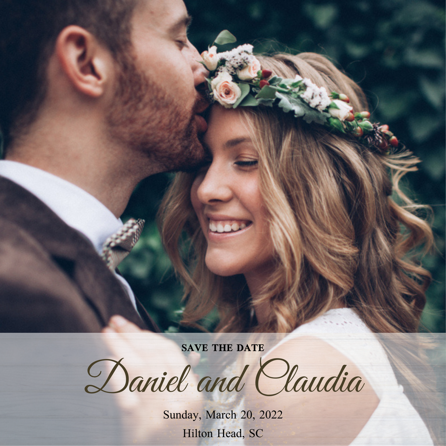 Romantic save the date wedding invitation with floral details and elegant typography.