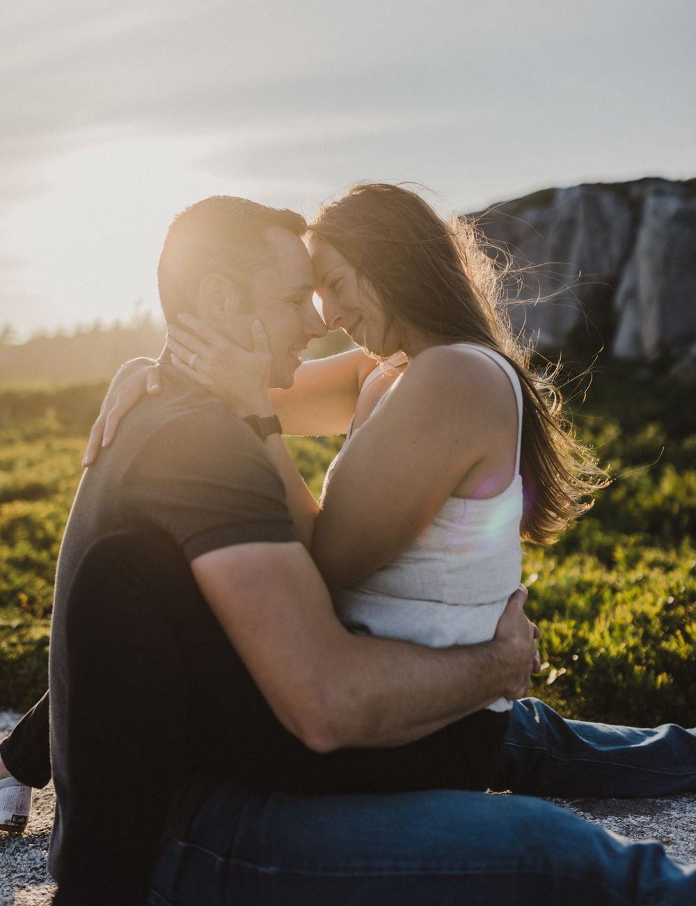 Sunset anniversary couples sessions at Polly's Cove near Peggy's Cove, Nova Scotia