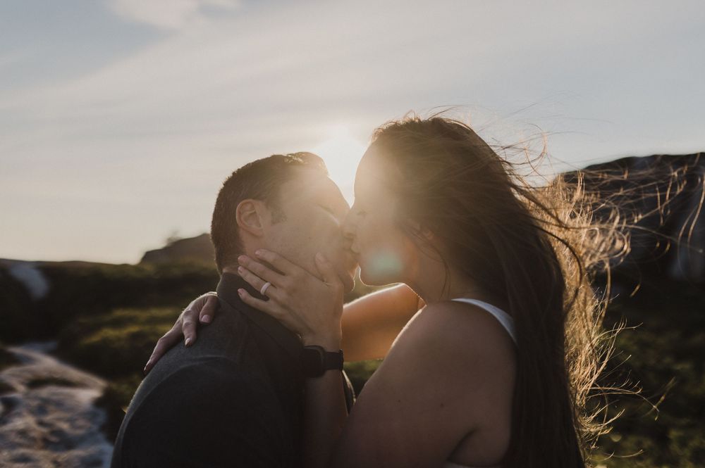 Sunset anniversary couples sessions at Polly's Cove near Peggy's Cove, Nova Scotia