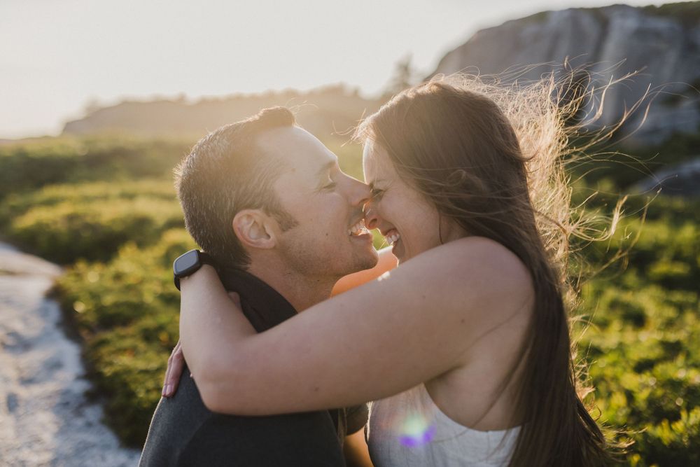 Sunset anniversary couples sessions at Polly's Cove near Peggy's Cove, Nova Scotia