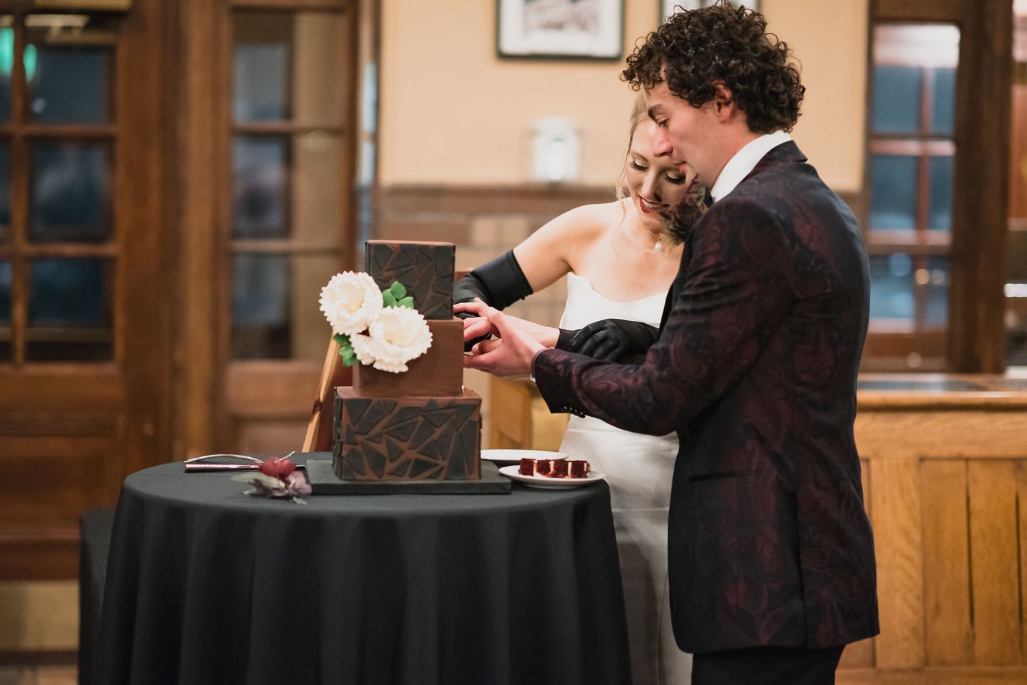 Cake Cutting Wedding Photography Boise Train Depot