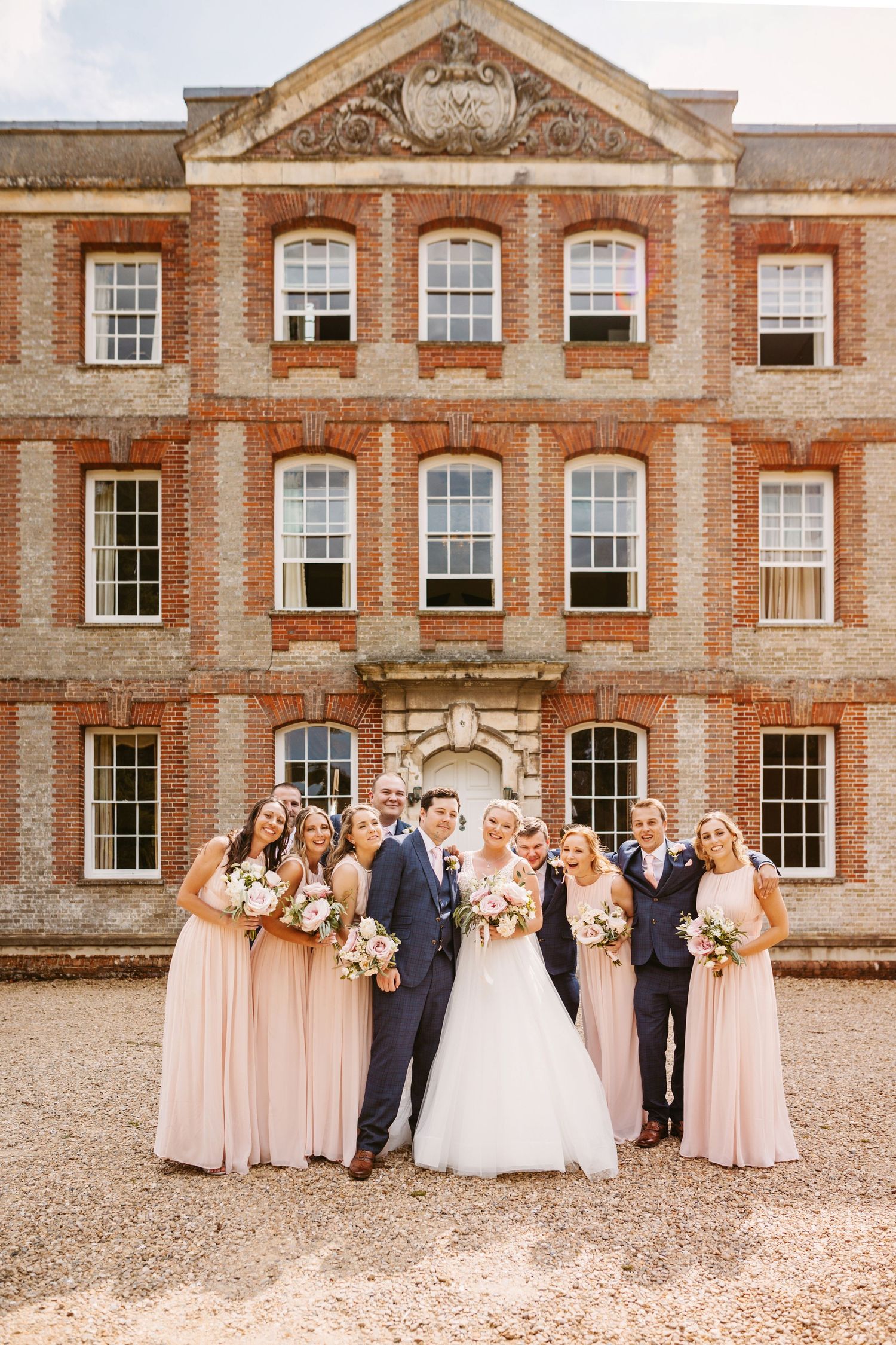 Ardington House a beautiful, quintessential English Georgian Grade II listed stately home with bride groom and bridal party