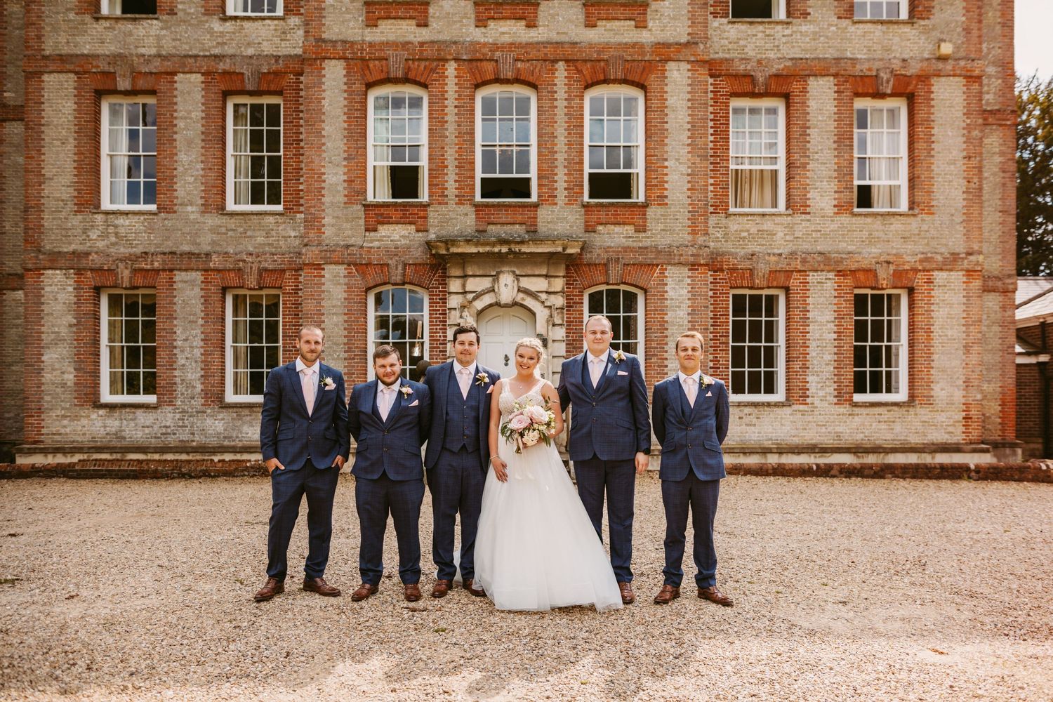 Ardington House beautiful, quintessential English Georgian Grade II listed stately home with bride groom groomsmen Vicky Lewis Photography