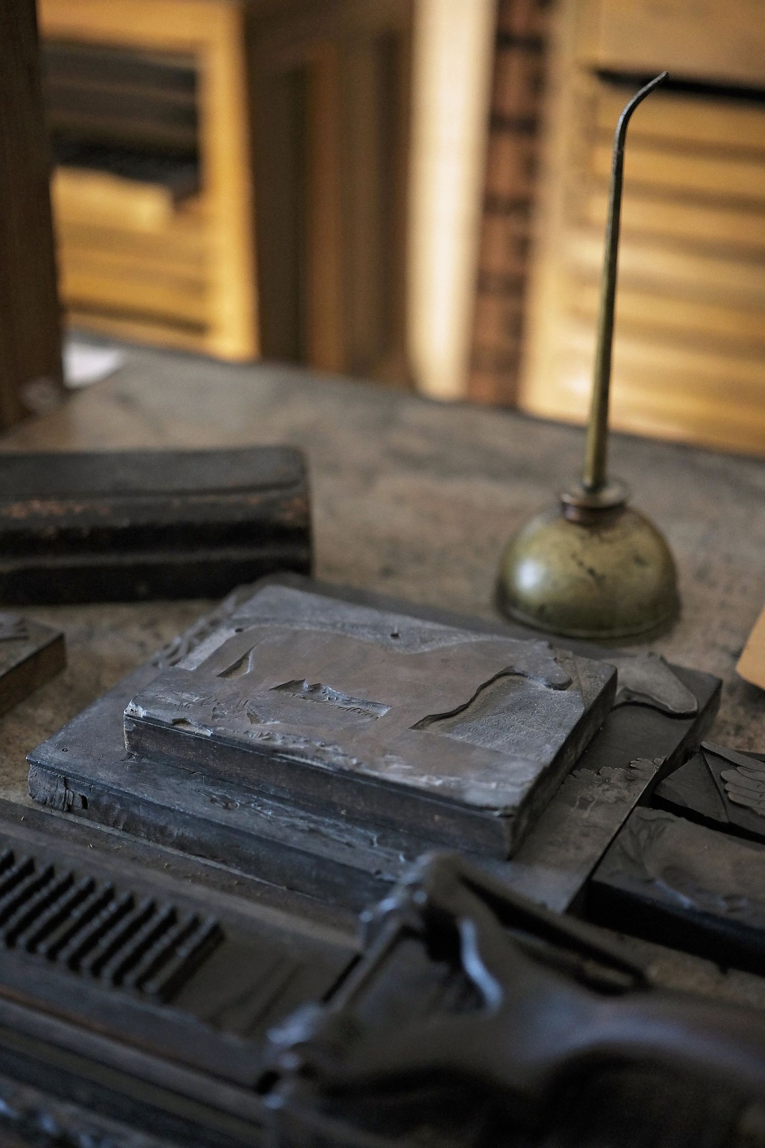 Machinery inside a printing press shop