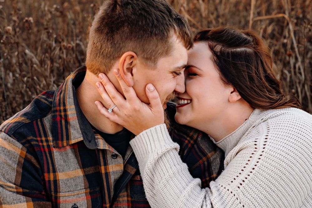 Minnesota Fall Outdoor Engagement Photo Engaged Couple Twin Cities