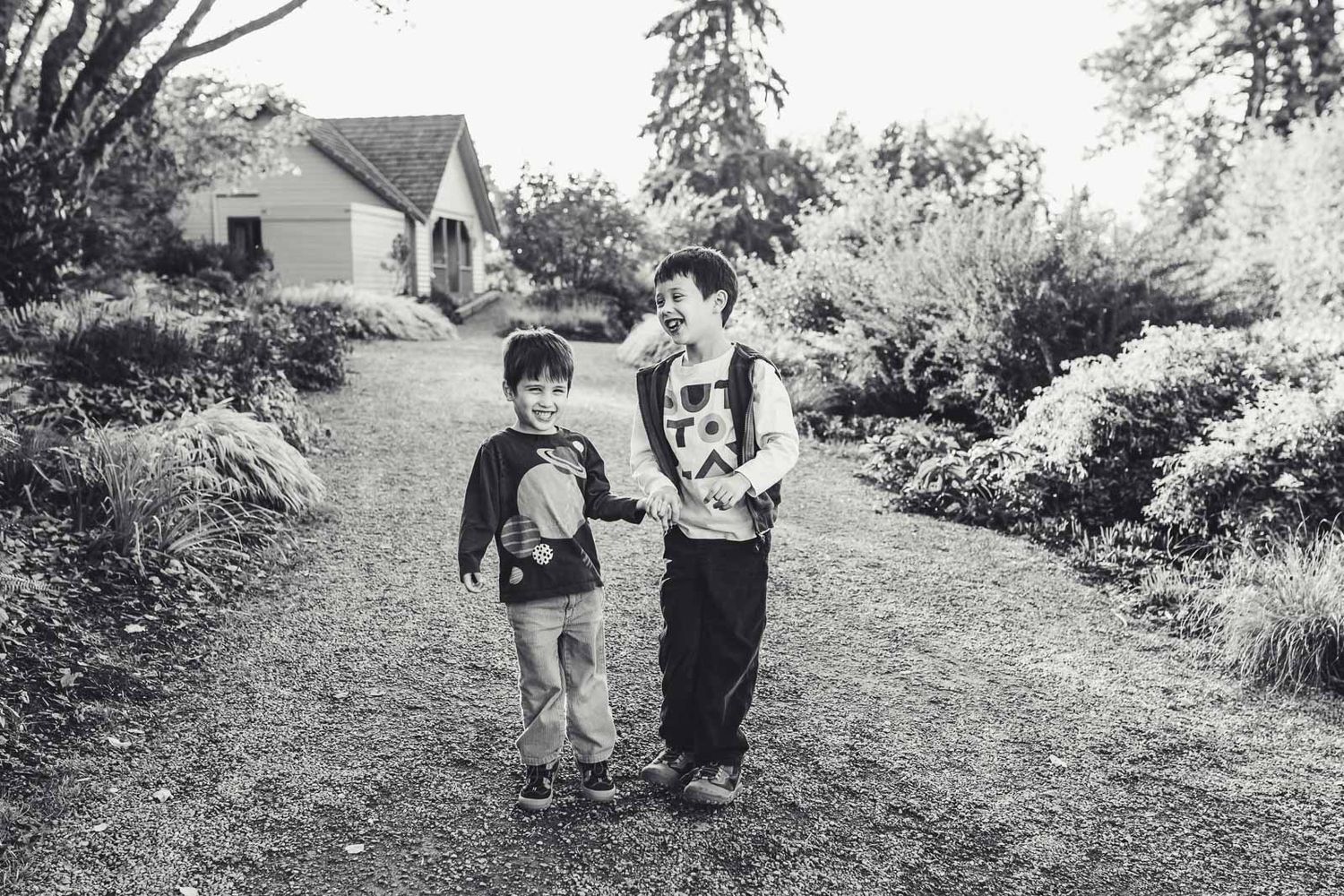 Brother's being silly at Bellevue Botanical Garden