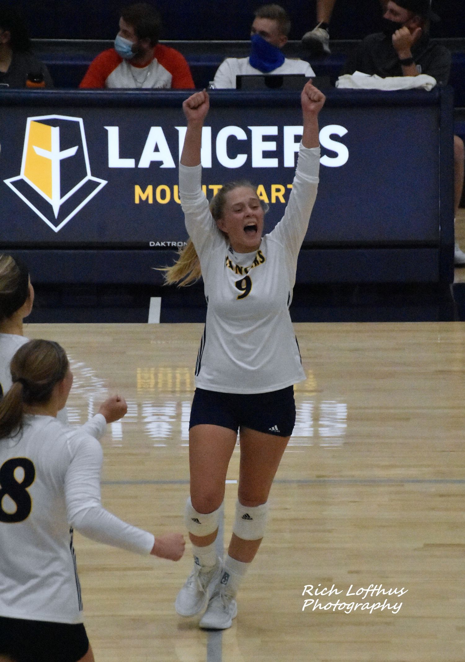 Amber Miller celebrates with the Lancers