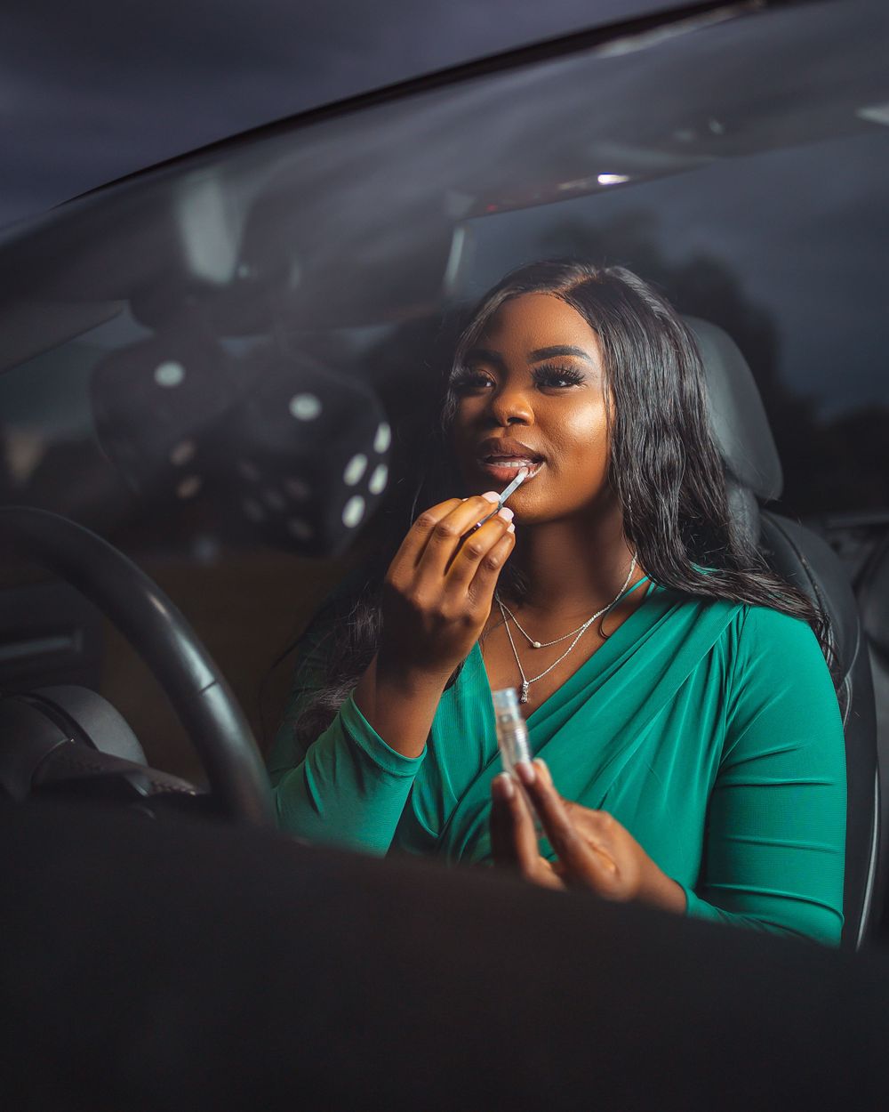creative portraits of a black woman in a car shot by Fourrell the Cameraman in Canberra