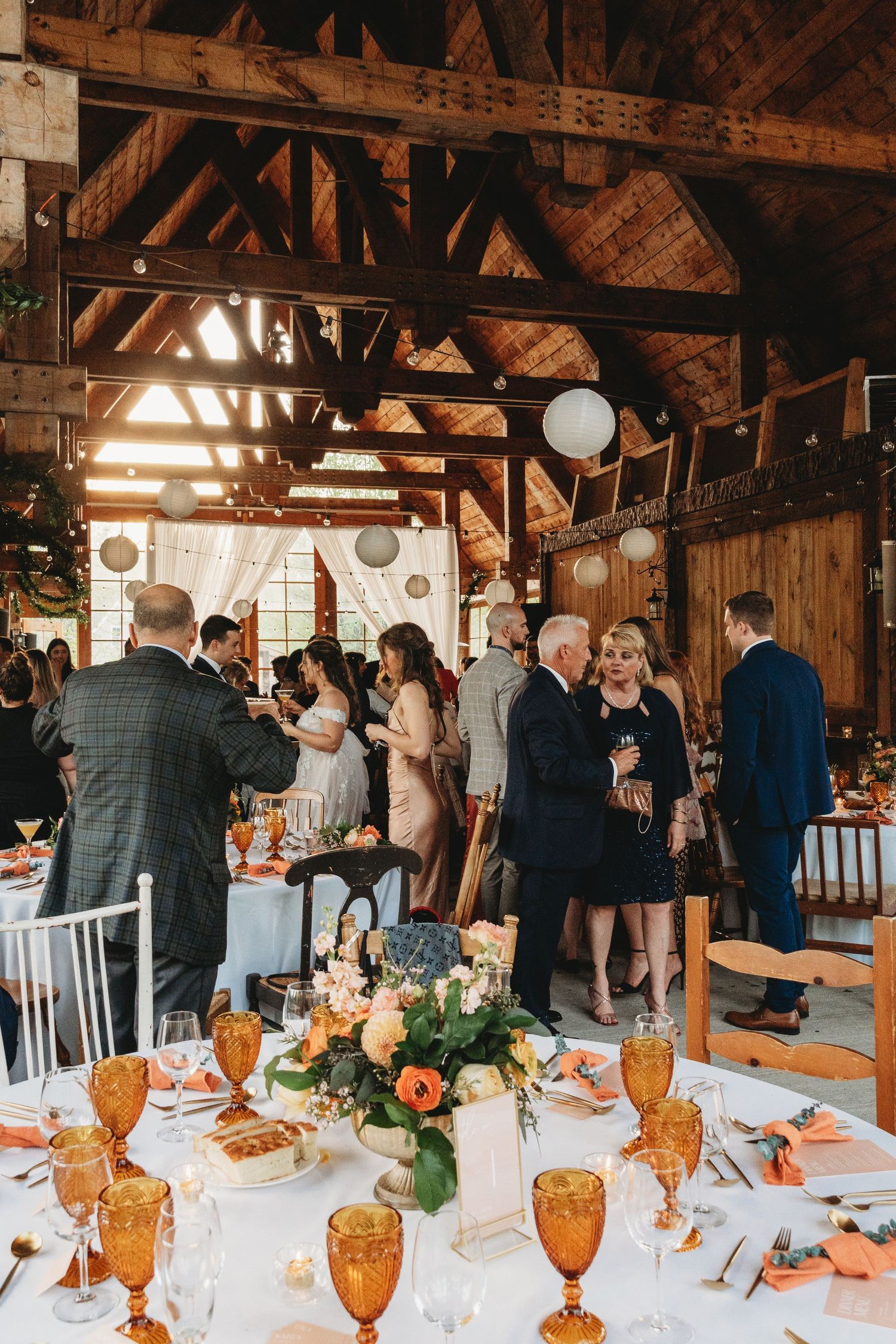 Cocktail hour at Mont Tremblant Le Pont Couvert Wedding venue