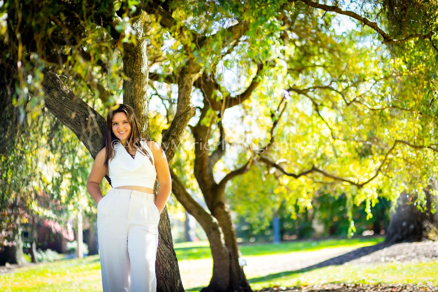 High contrast, stunning senior portrait with nature