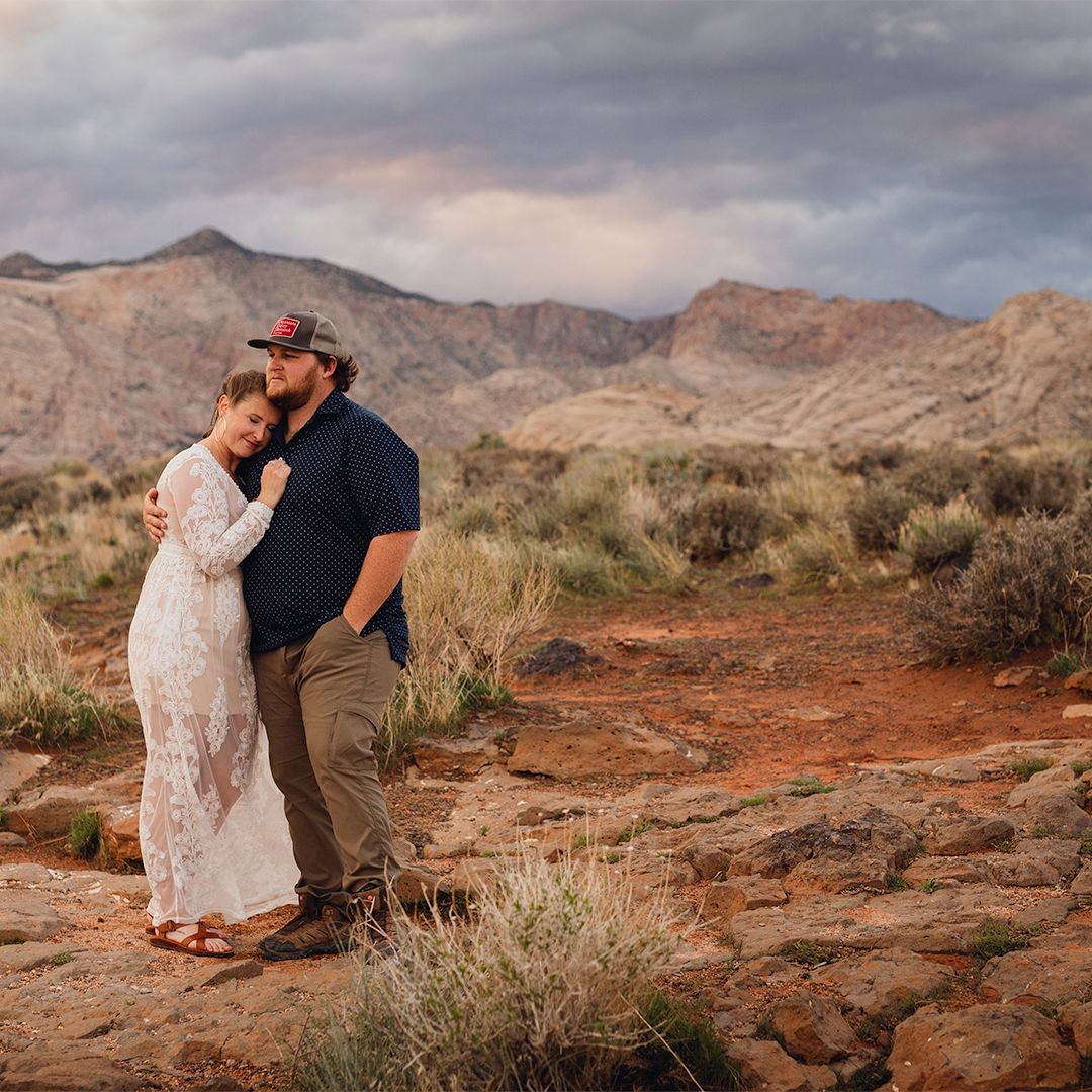 couple during their engagement photo session at Snow Canyon State Park.