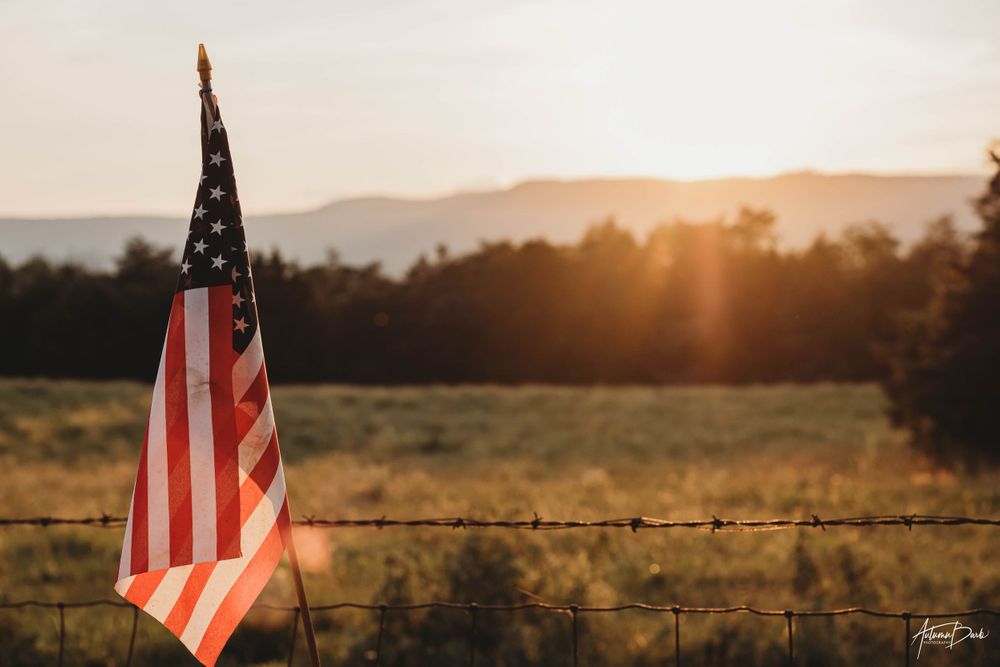 American Flag in Countryside