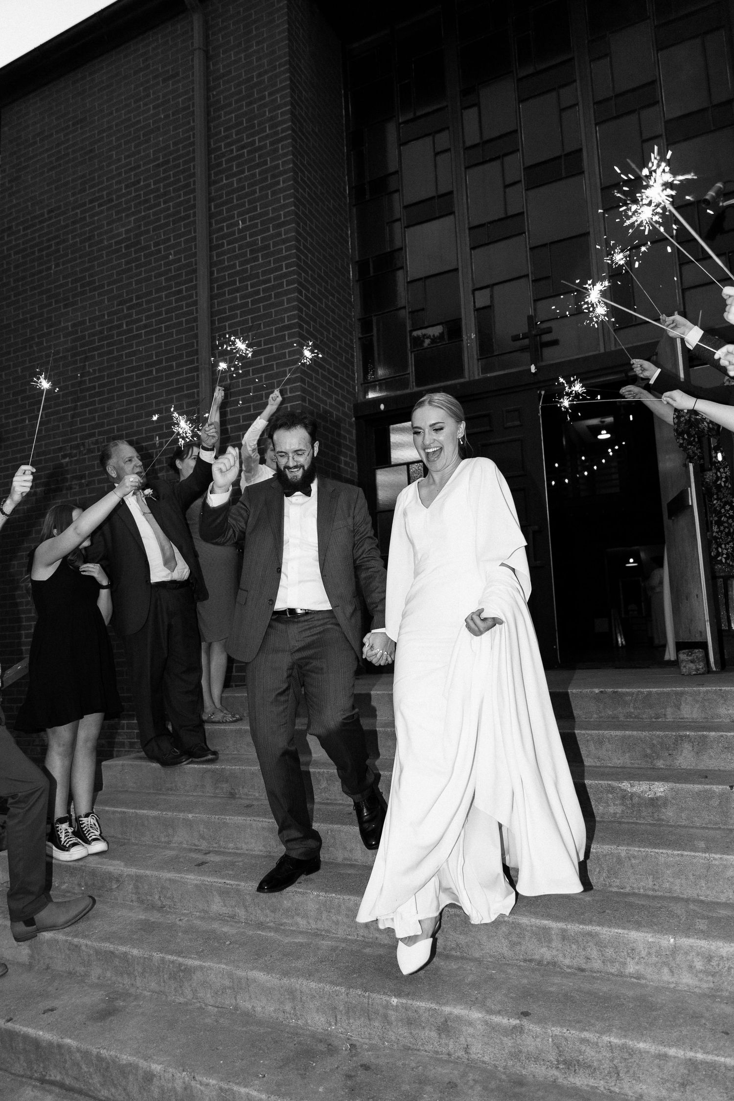bride and groom exit with sparklers salt lake city wedding