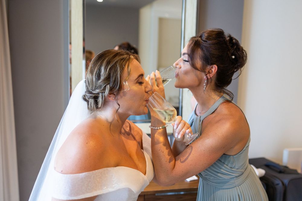 Bride with bridesmaid