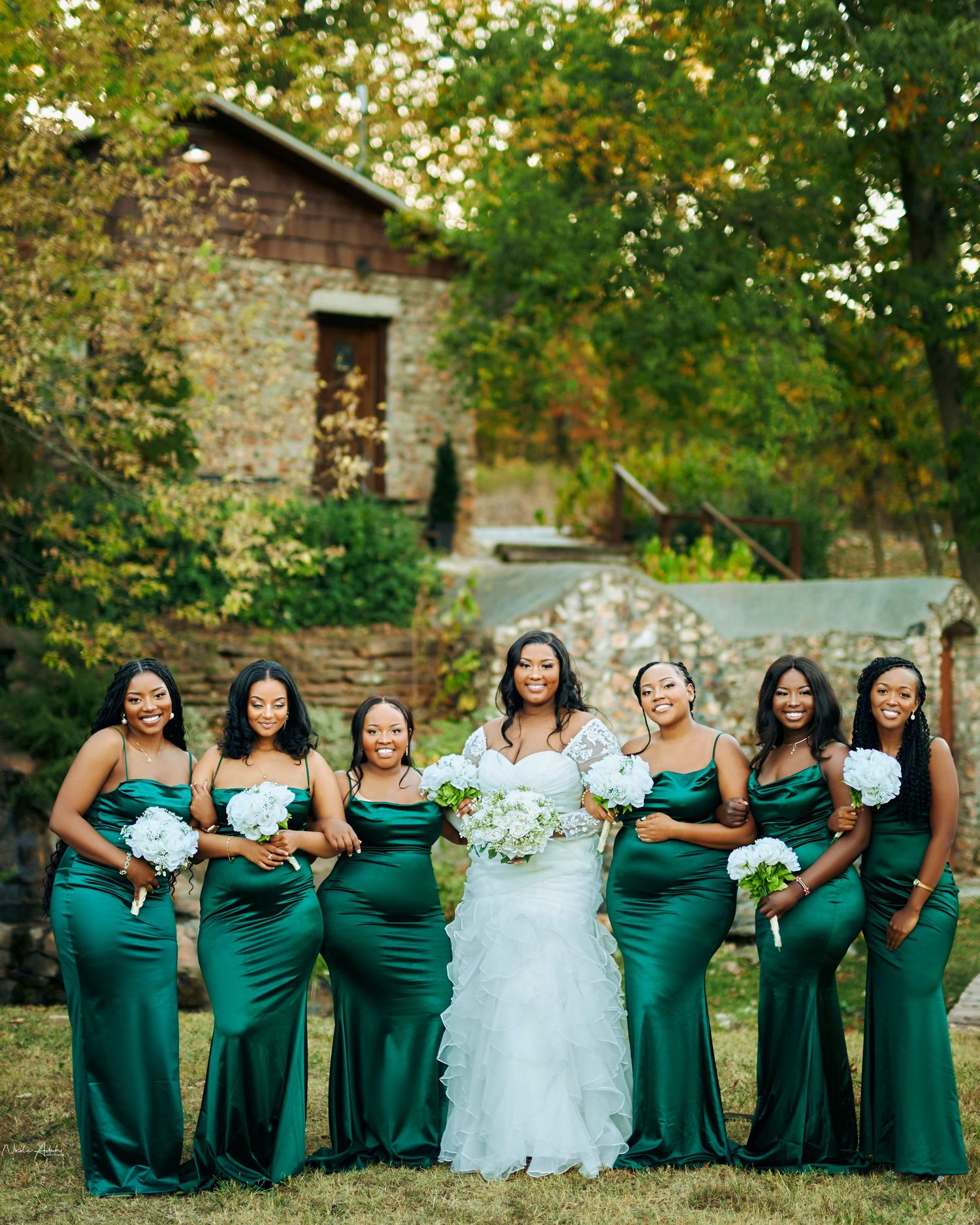 Kenyan Bride with her bridal train at a garden wedding in Kansas