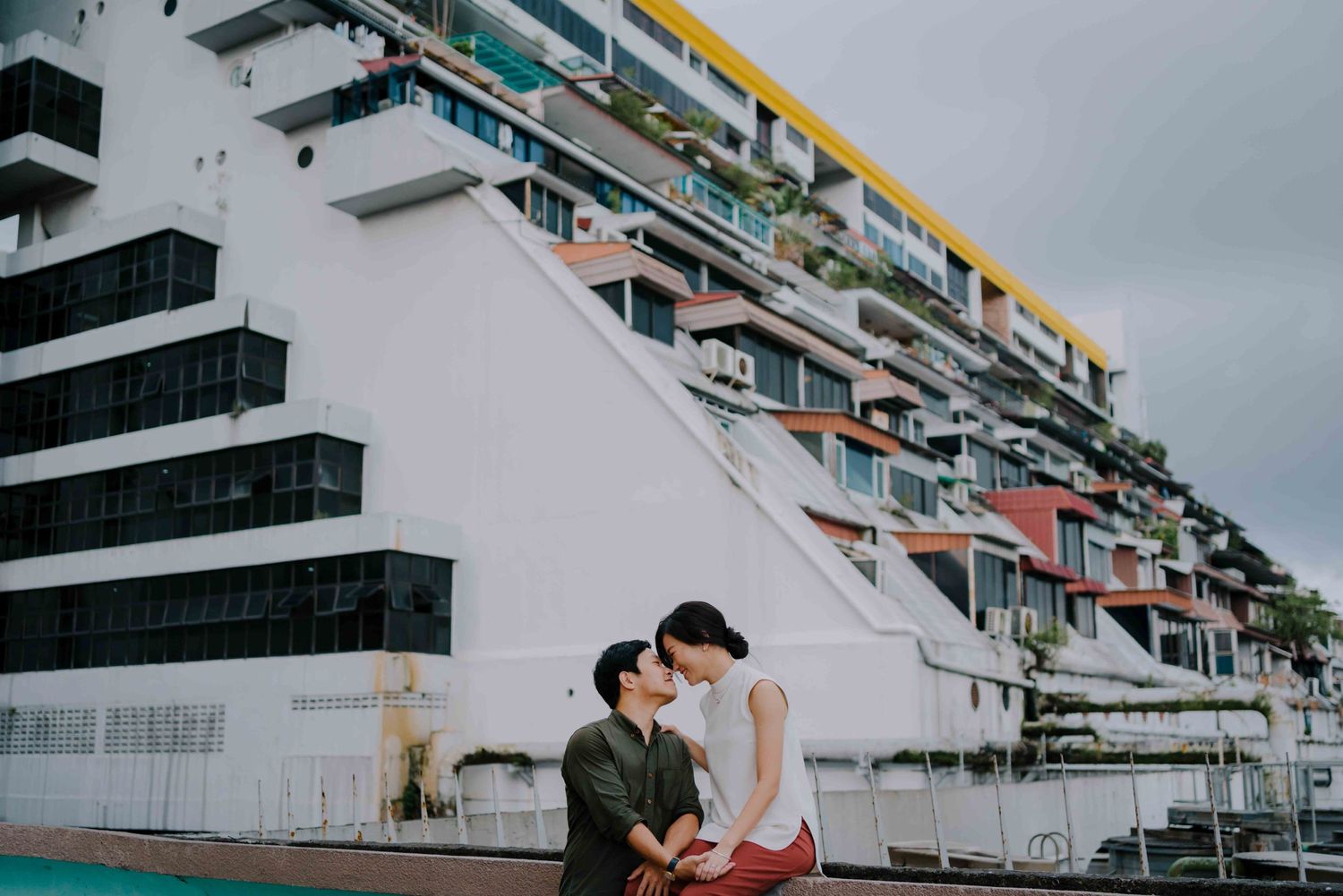 intimate pre-wedding photography at golden mile complex by a documentary-style wedding photographer