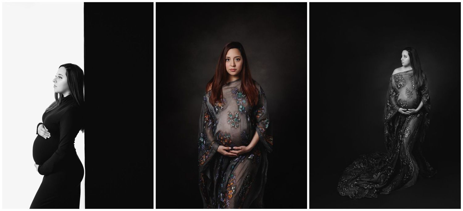 maternity kaftan Austin Maternity Photographer Near You Maternity portrait collage three maternity photos