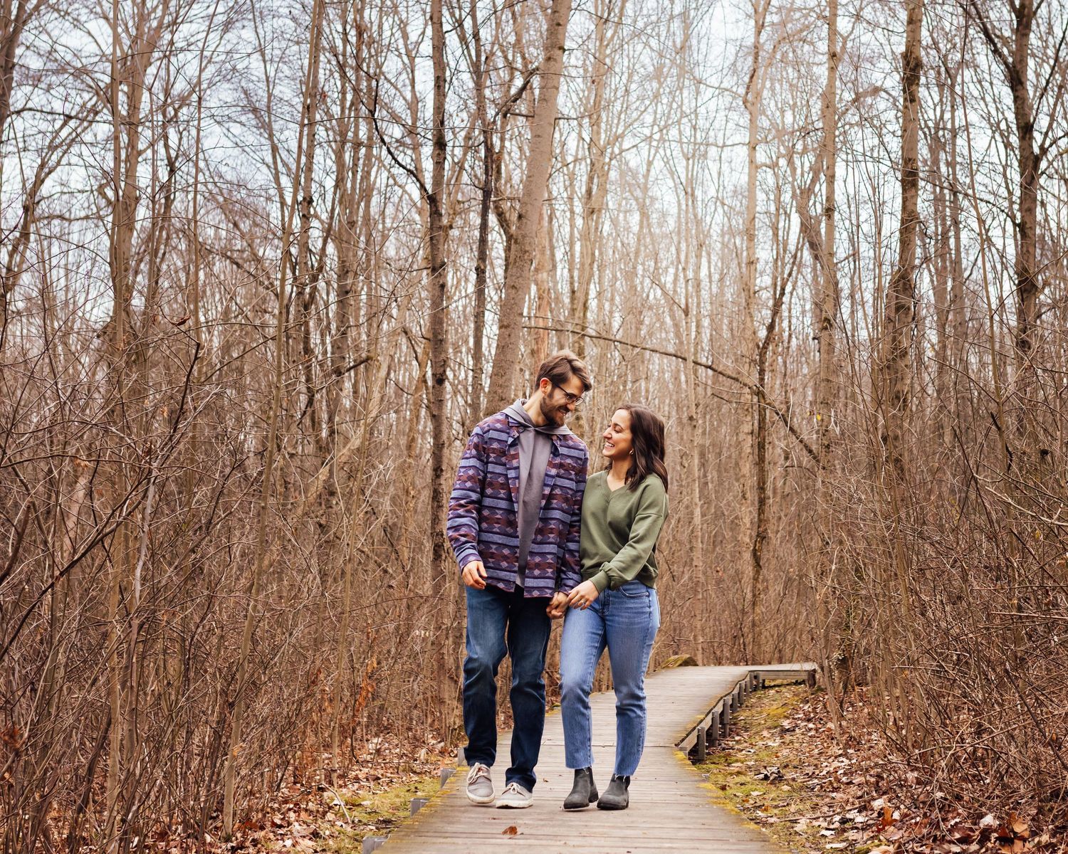 engagement photography session on boardwalk