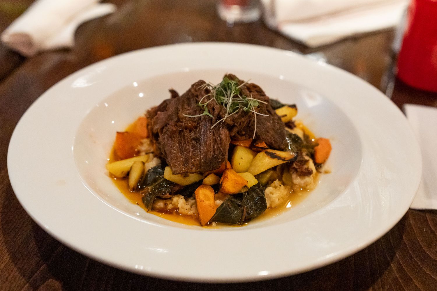 Bourbon braised short ribs at Pomegranate Bistro in Redmond.