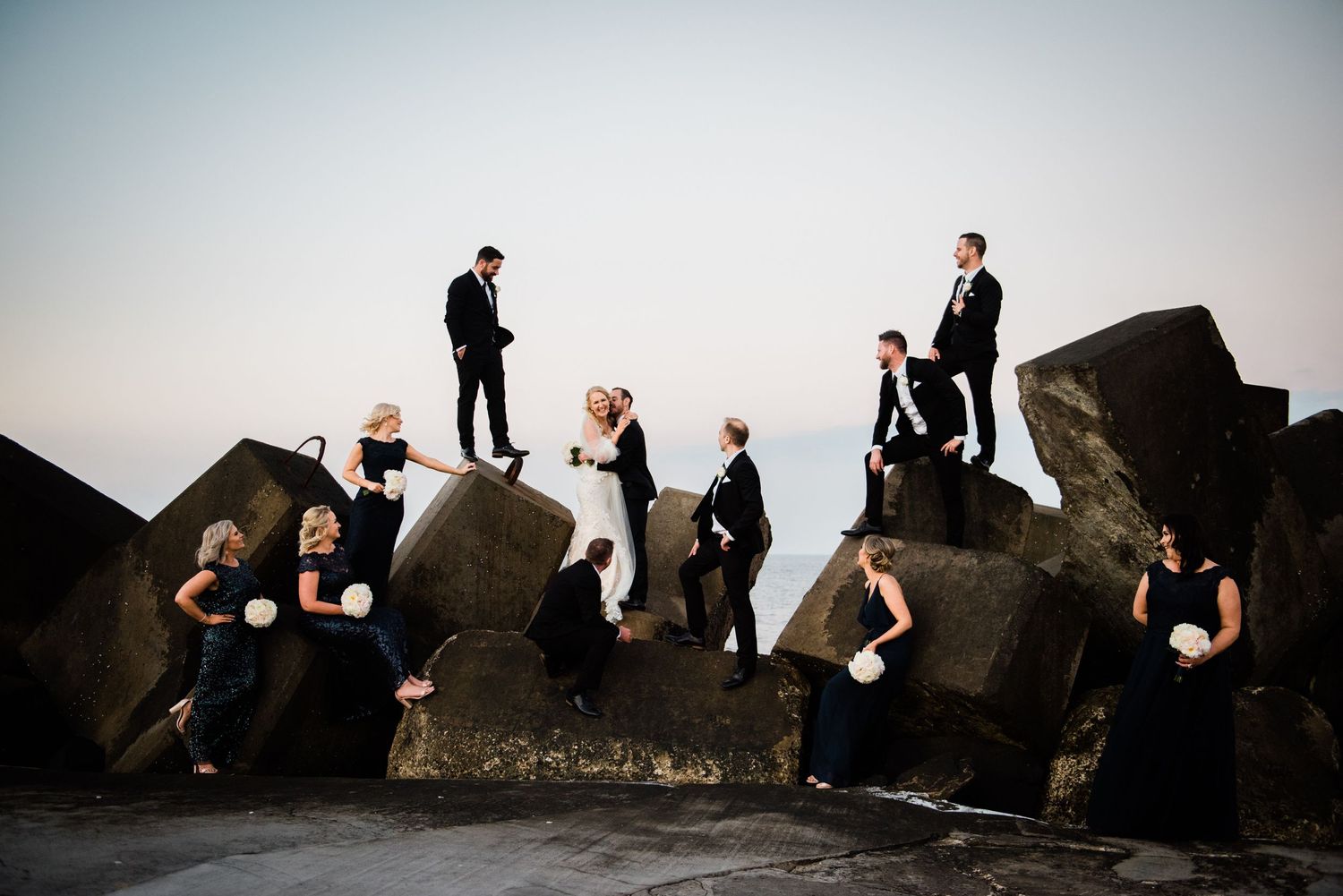 Fun and amazing bridal party at Wollongong Beach during their photoshoot session