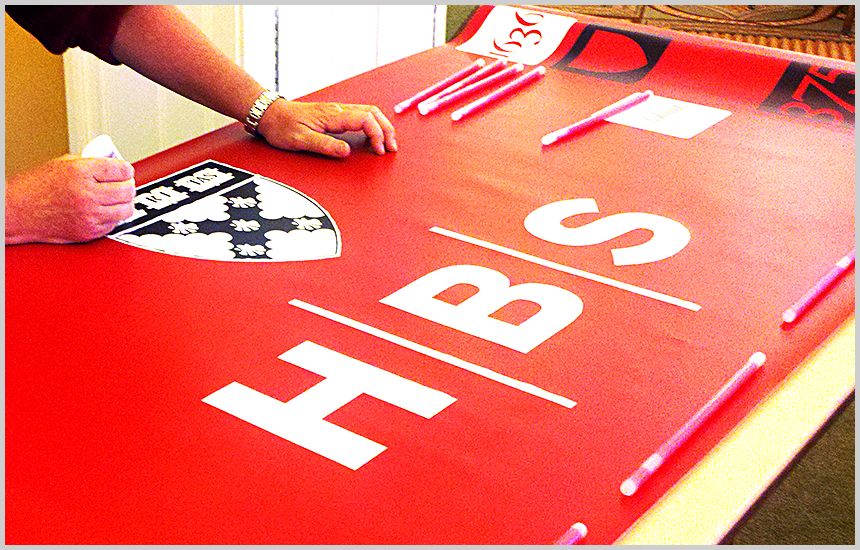 HBS Procession Banner for Harvard College's 375th Birthday Parade