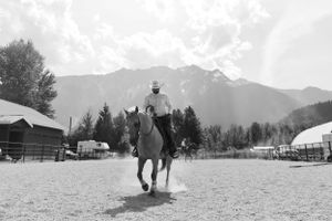 mountain cowboy rider photo black and white