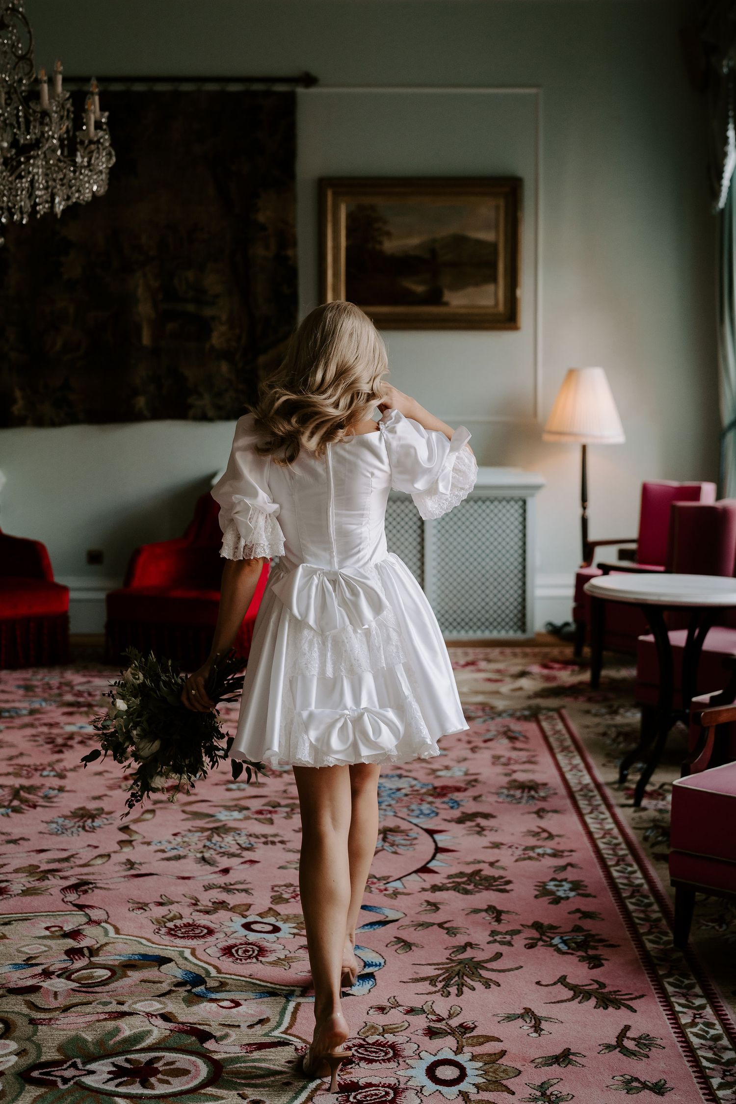 back of brides dress at the Randolph hotel in oxford