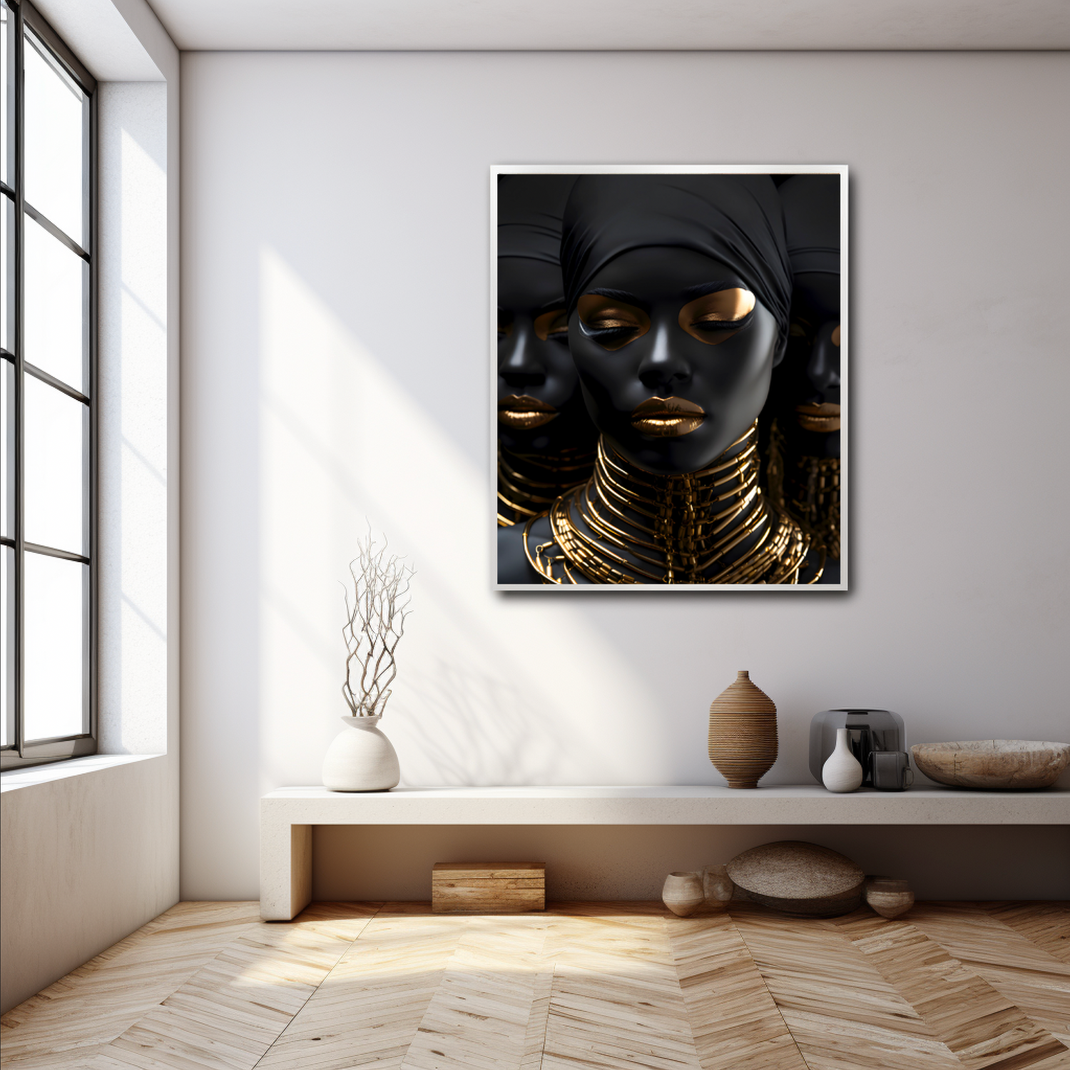 Framed Wall Art From Ai Art Depot on A Customers Wall in Living room