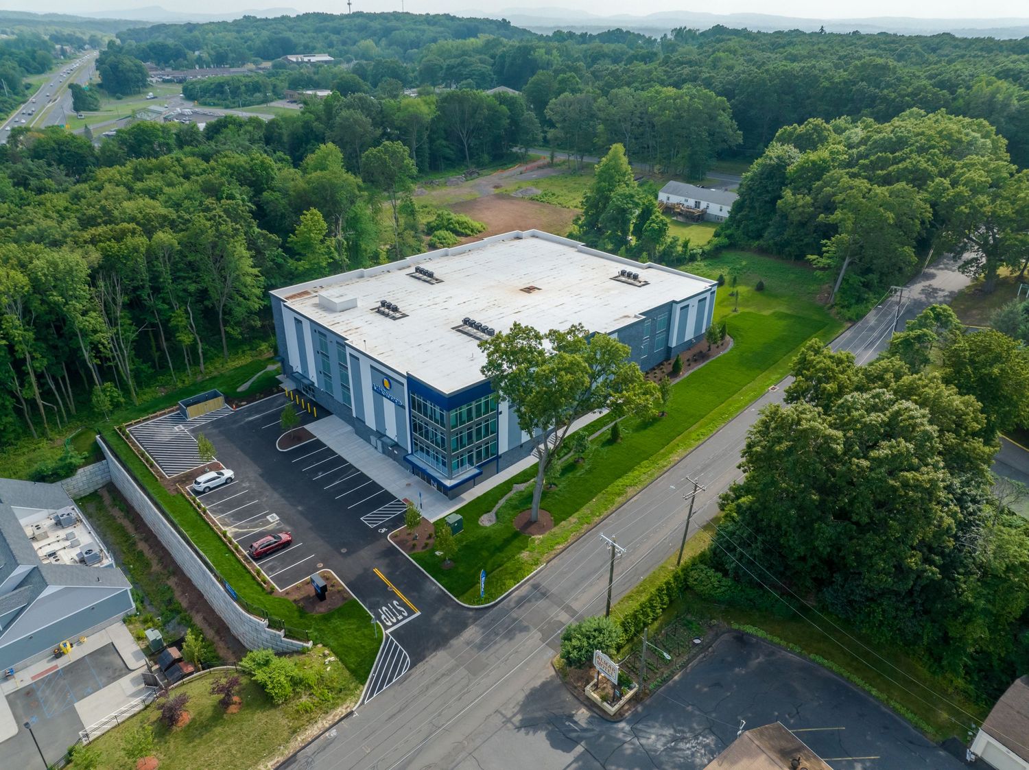 Aerial photo of Life Storage in Hartford Area. Commercial Real Estate Photography and Video.
