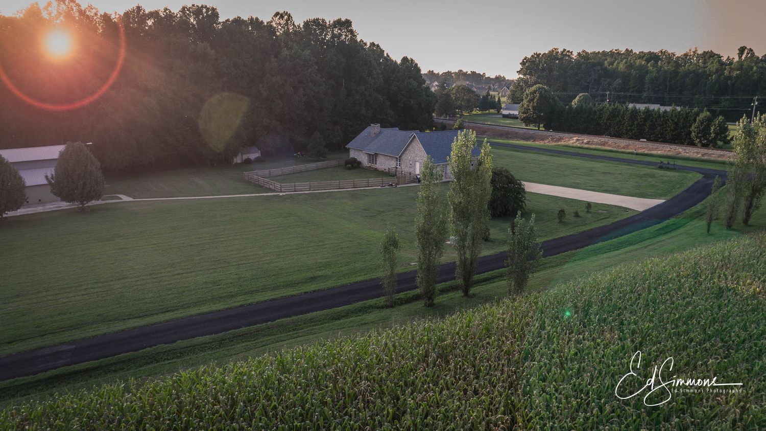 Aerial Photo of a home and barn landscape